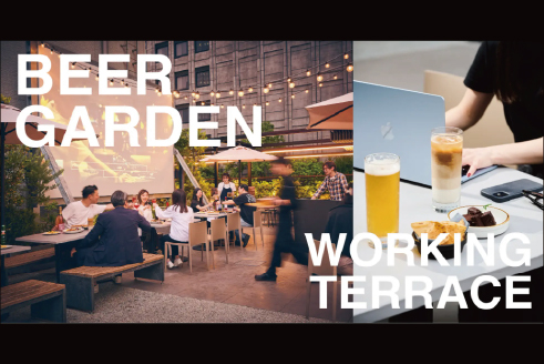 【水道橋】「KANPAI TERRACE」のテラスゾーンが、日中は”ワーキングテラス”、夕方以降は”ビアガーデン”として始動いたします！